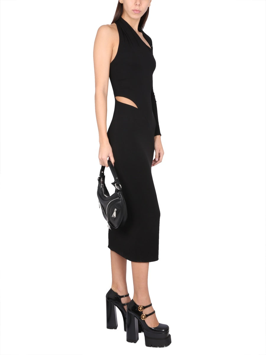 VERSACE Asymmetrical Neckline Mini T-Shirt Dress for Women