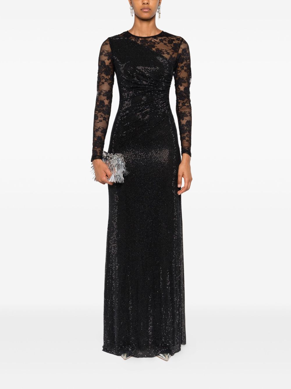 SELF-PORTRAIT Asymmetric Sheer Lace Mini Dress