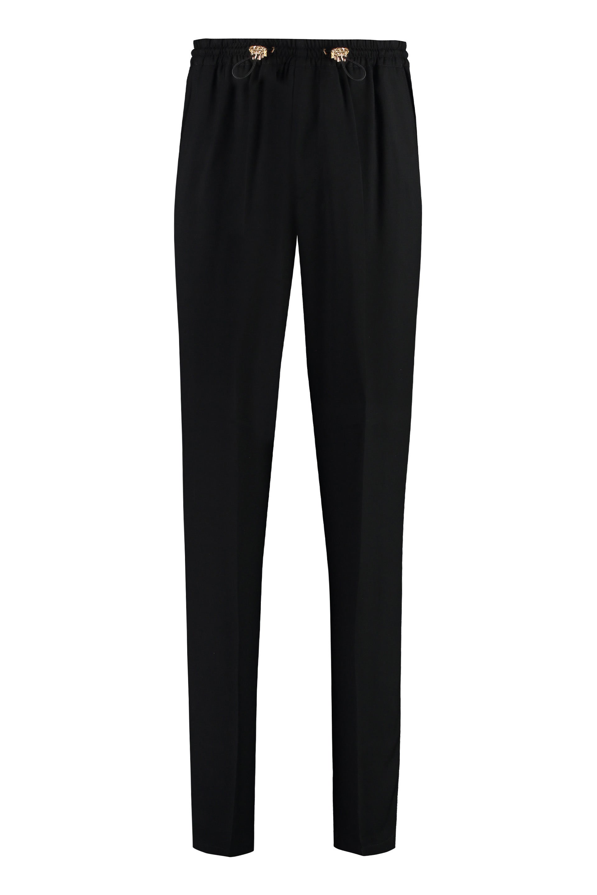 VERSACE Stretch Viscose Trousers with Drawstring Waist