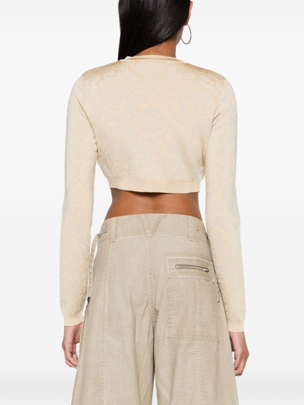 VERSACE Baroque Texture Cropped Cardigan for Women