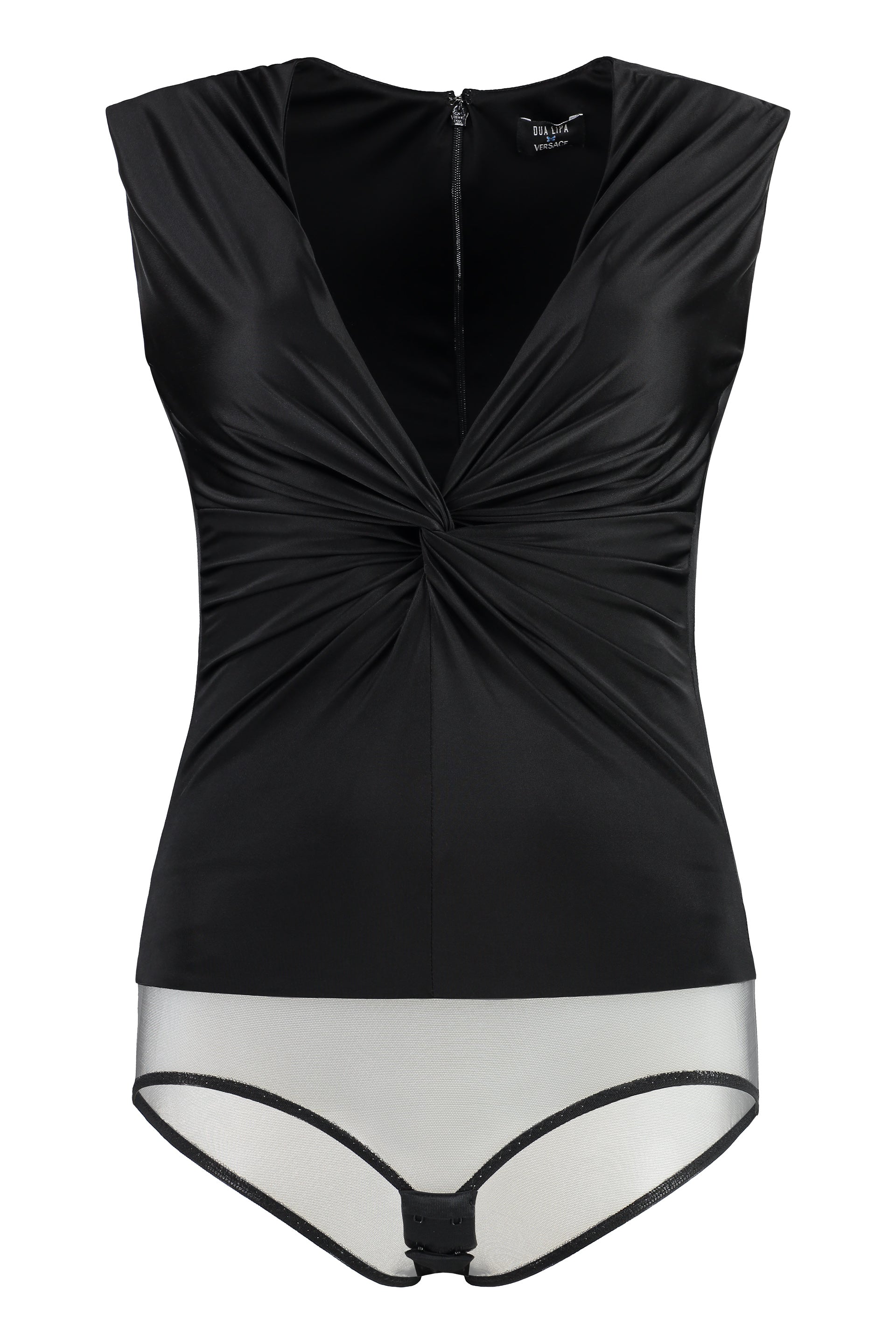 VERSACE Decorative Front Knot Sleeveless Bodysuit