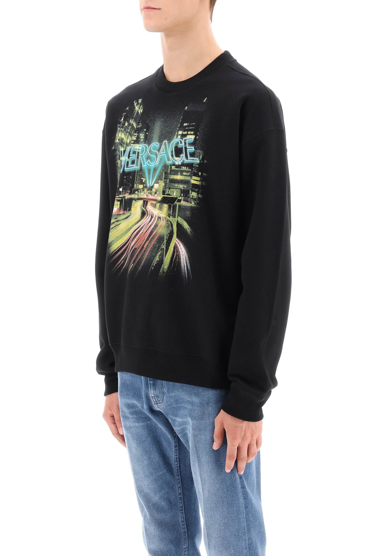 VERSACE City Lights Printed Crew-Neck Sweatshirt - Men’s