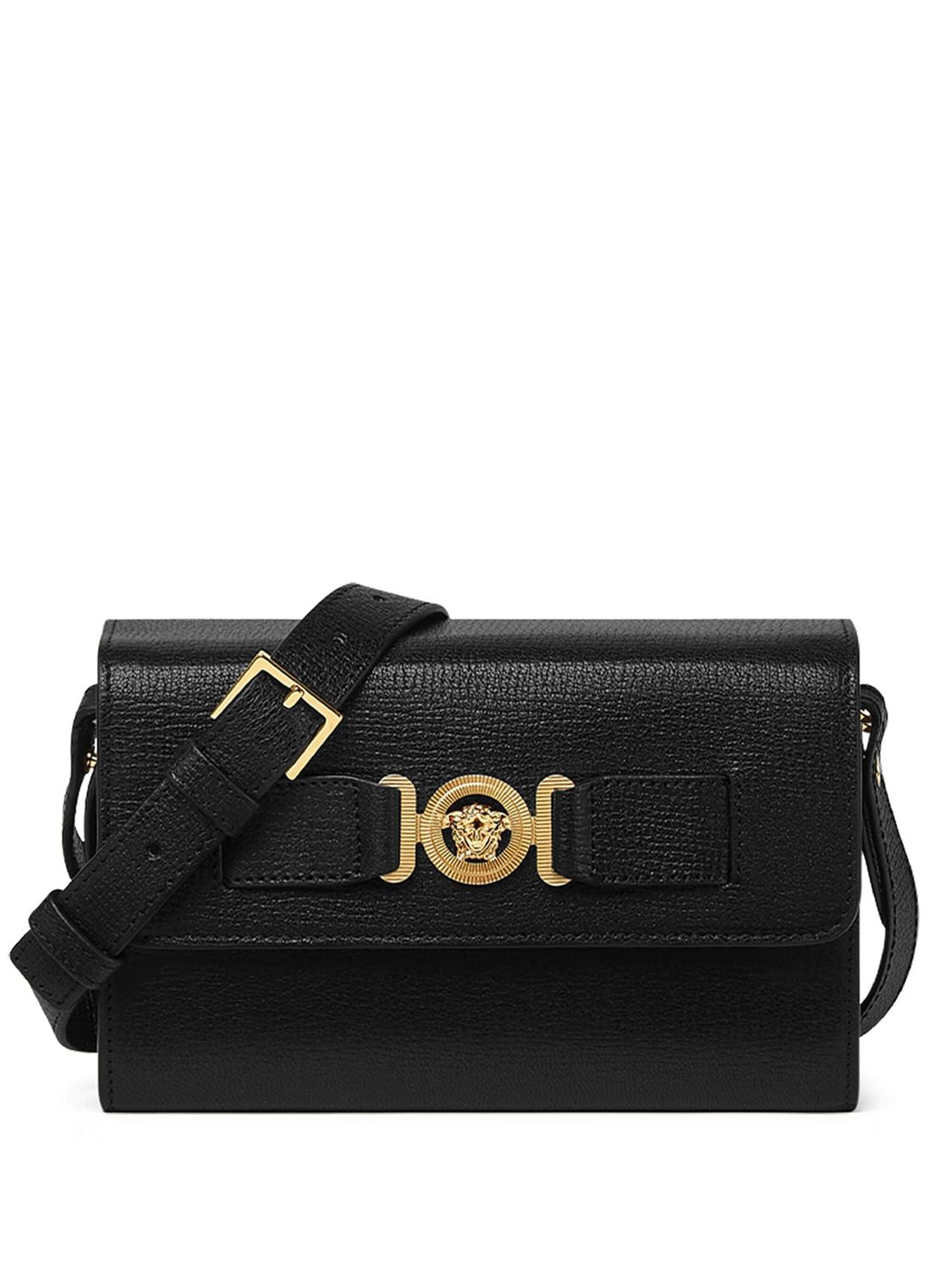 VERSACE Leather Medusa Biggie Crossbody Handbag
