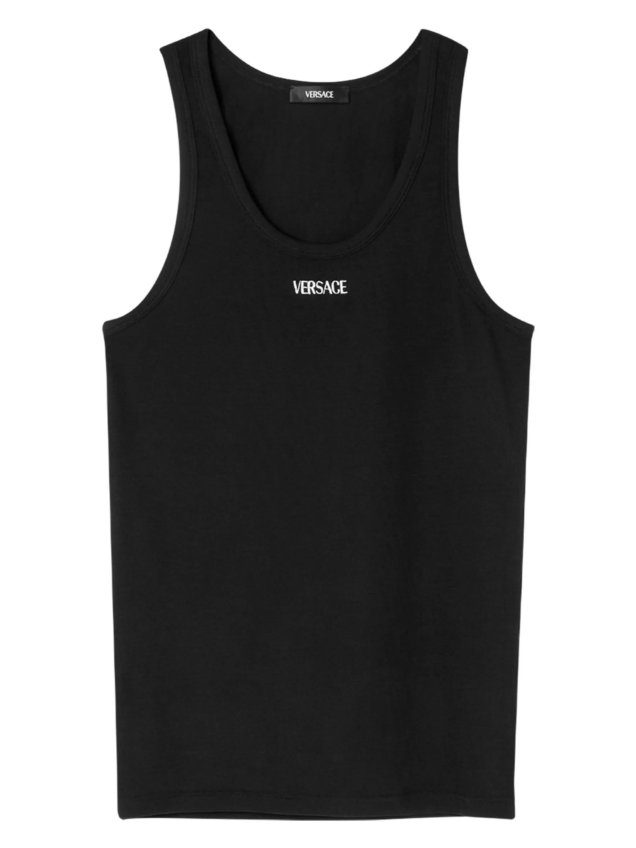 VERSACE Ribbed Logo Sleeveless Tank Top - Size 3