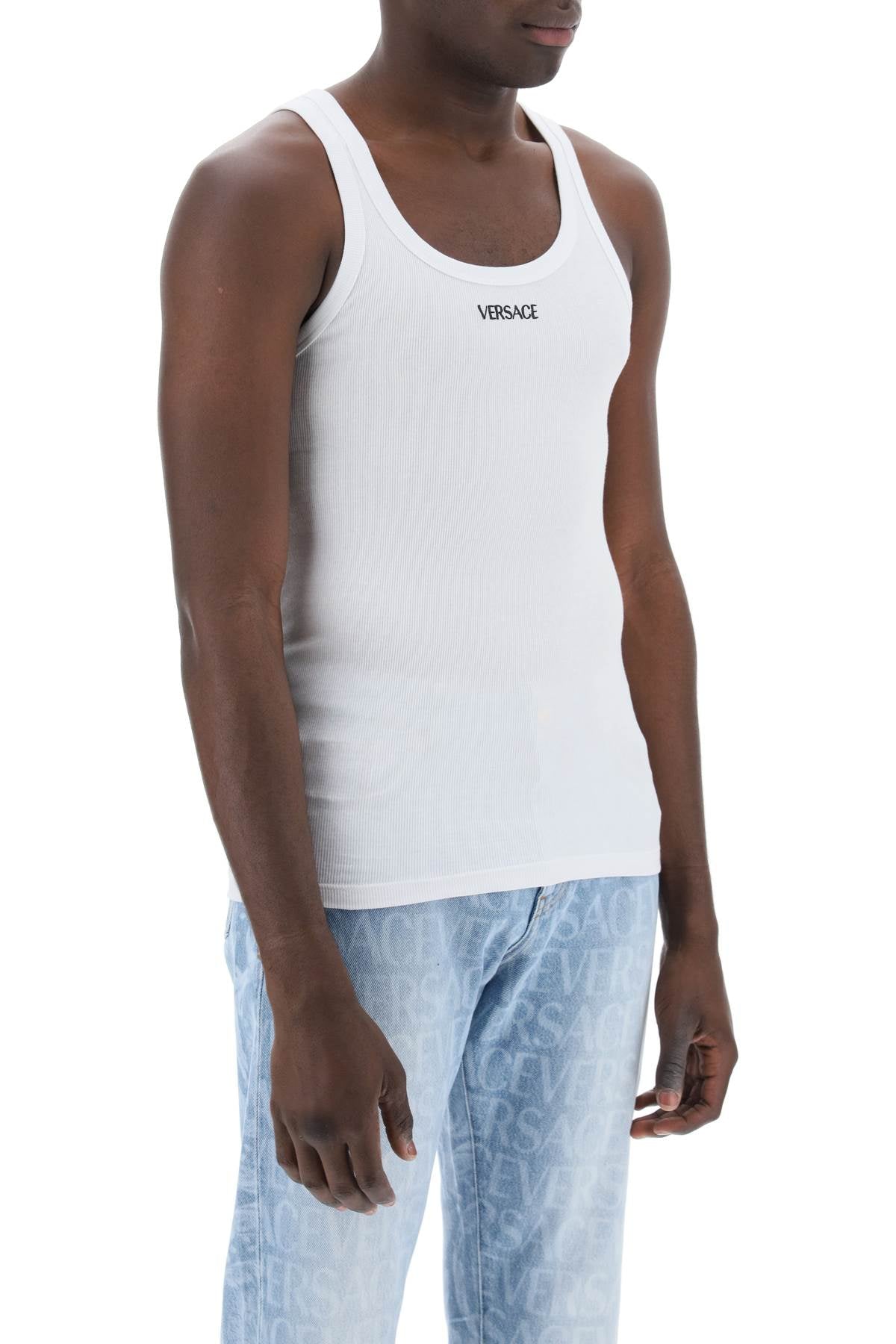 VERSACE Cotton Stretch Tank Top for Men