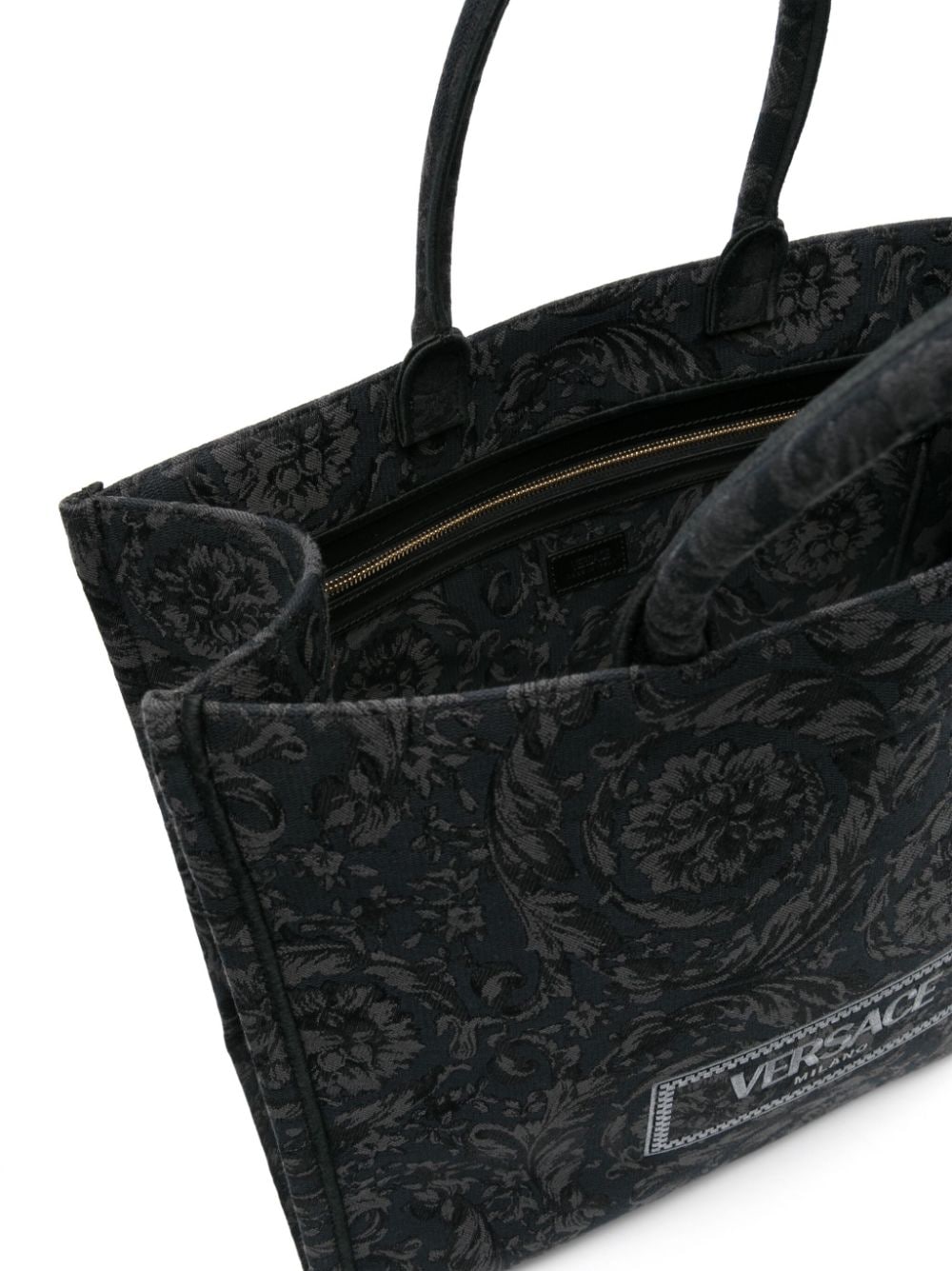 VERSACE Embroidered Fabric Big Athena Shopping Handbag