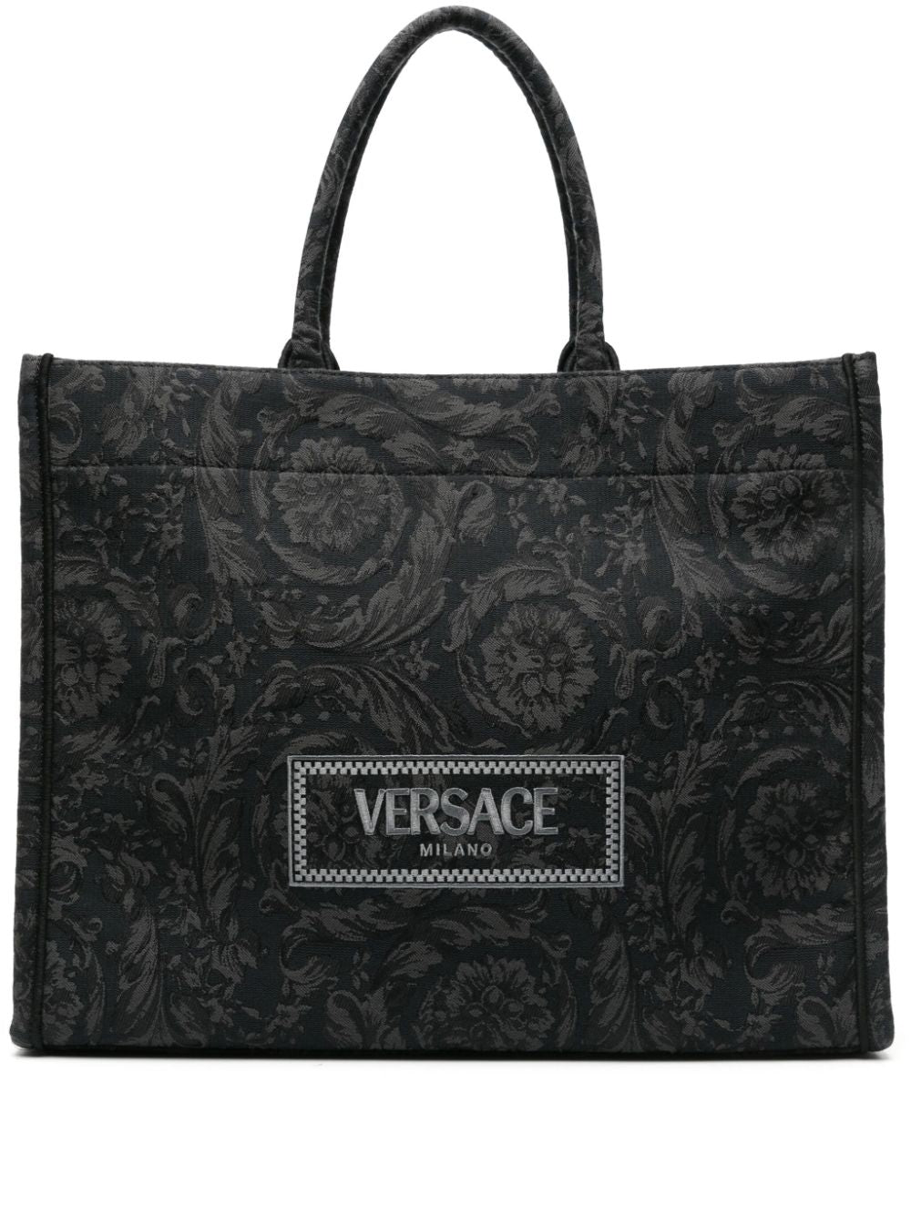 VERSACE Embroidered Fabric Big Athena Shopping Handbag
