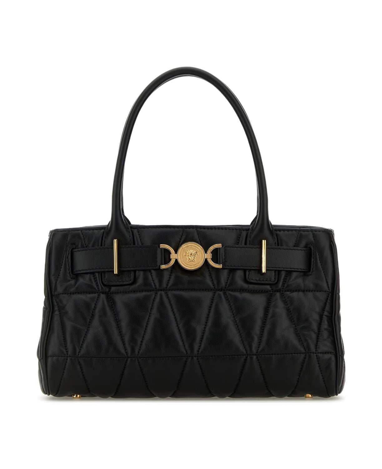 VERSACE Medium Leather Medusa Shopping Tote Handbag