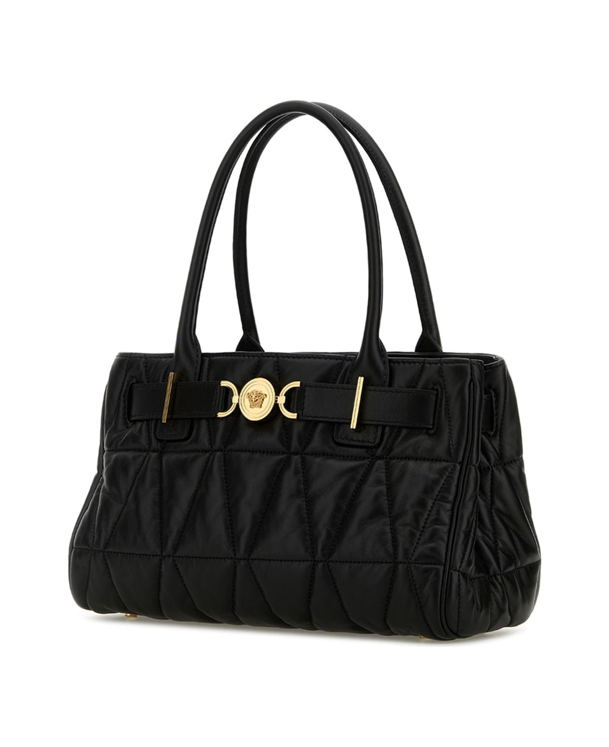 VERSACE Medium Leather Medusa Shopping Tote Handbag