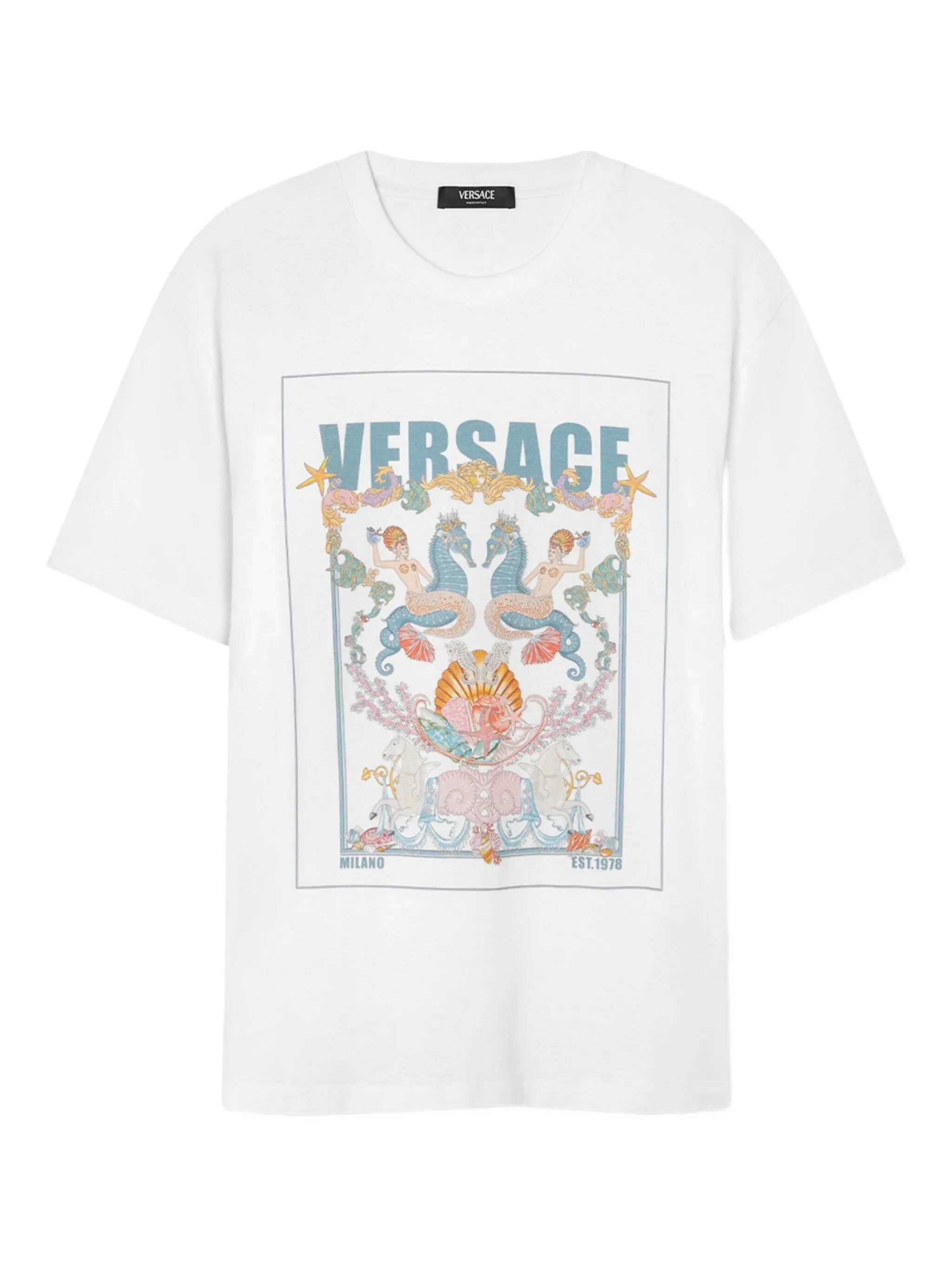 VERSACE Coral Theatre Postcard Mini T-Shirt - Size M