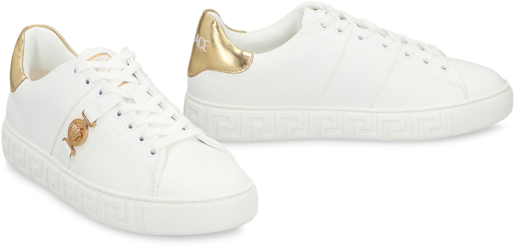 VERSACE Faux Leather Low-Top Sneakers for Women