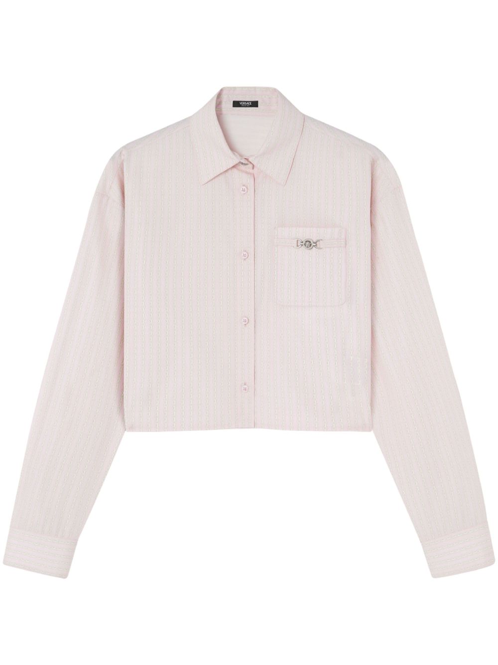 VERSACE Pinstripe Chain Cropped Shirt