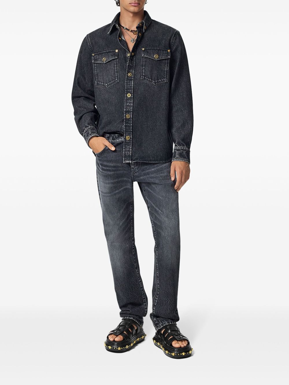 VERSACE Signature Denim Cotton Shirt for Men - SS25