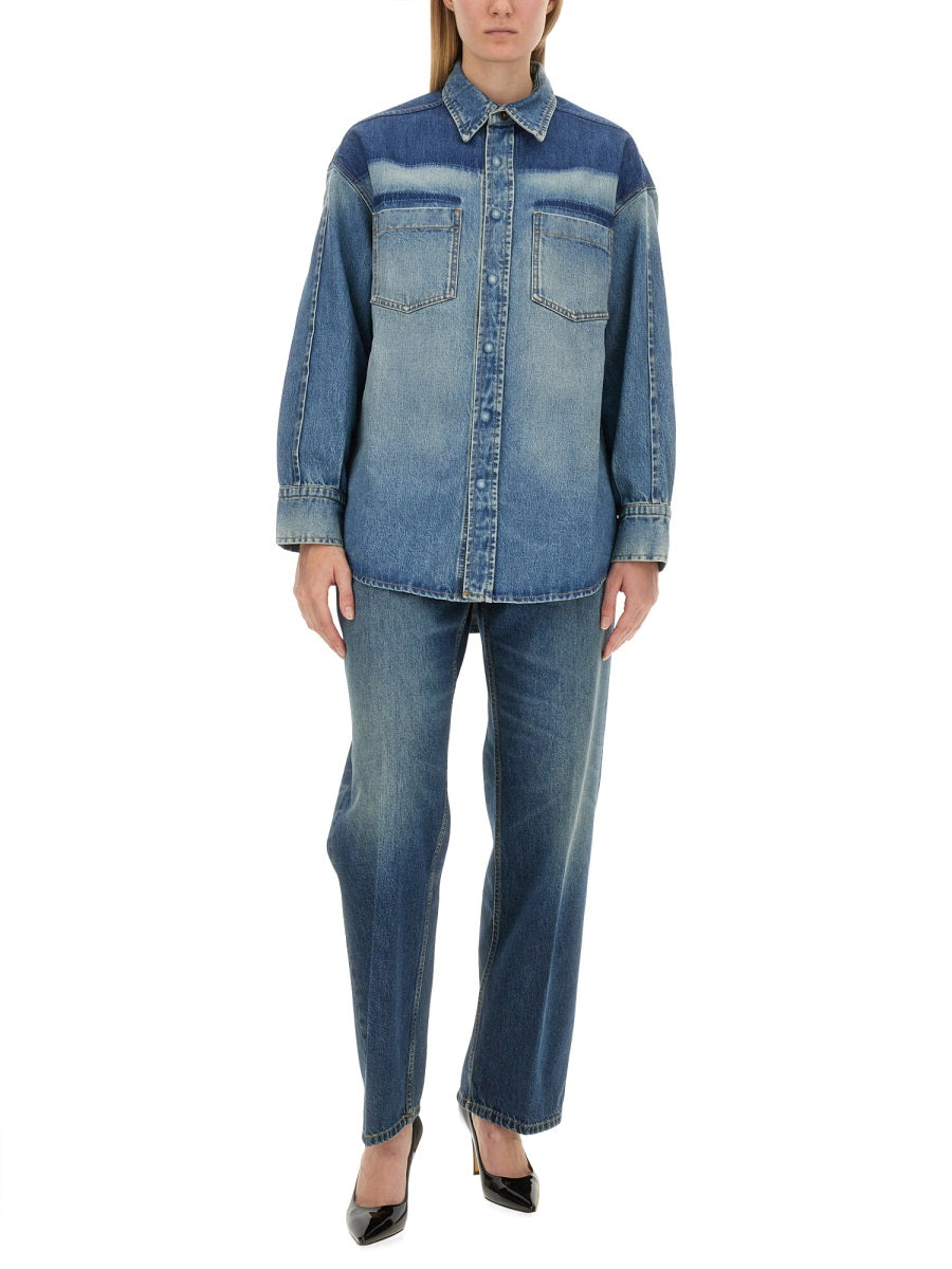 VICTORIA BECKHAM Oversized Denim Shirt - Size 8 UK