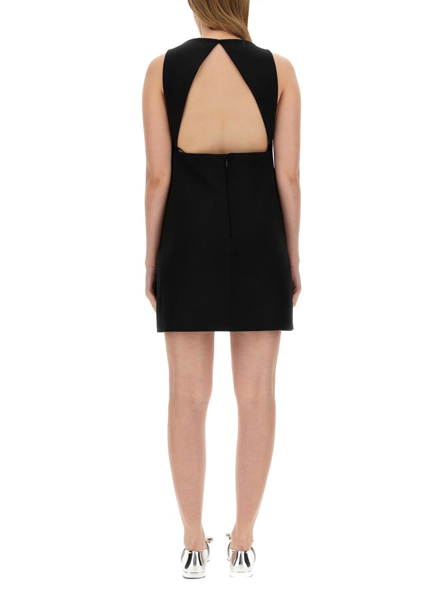 VERSACE Wool Blend Straight Mini Dress with Cut-Out (Size 40)