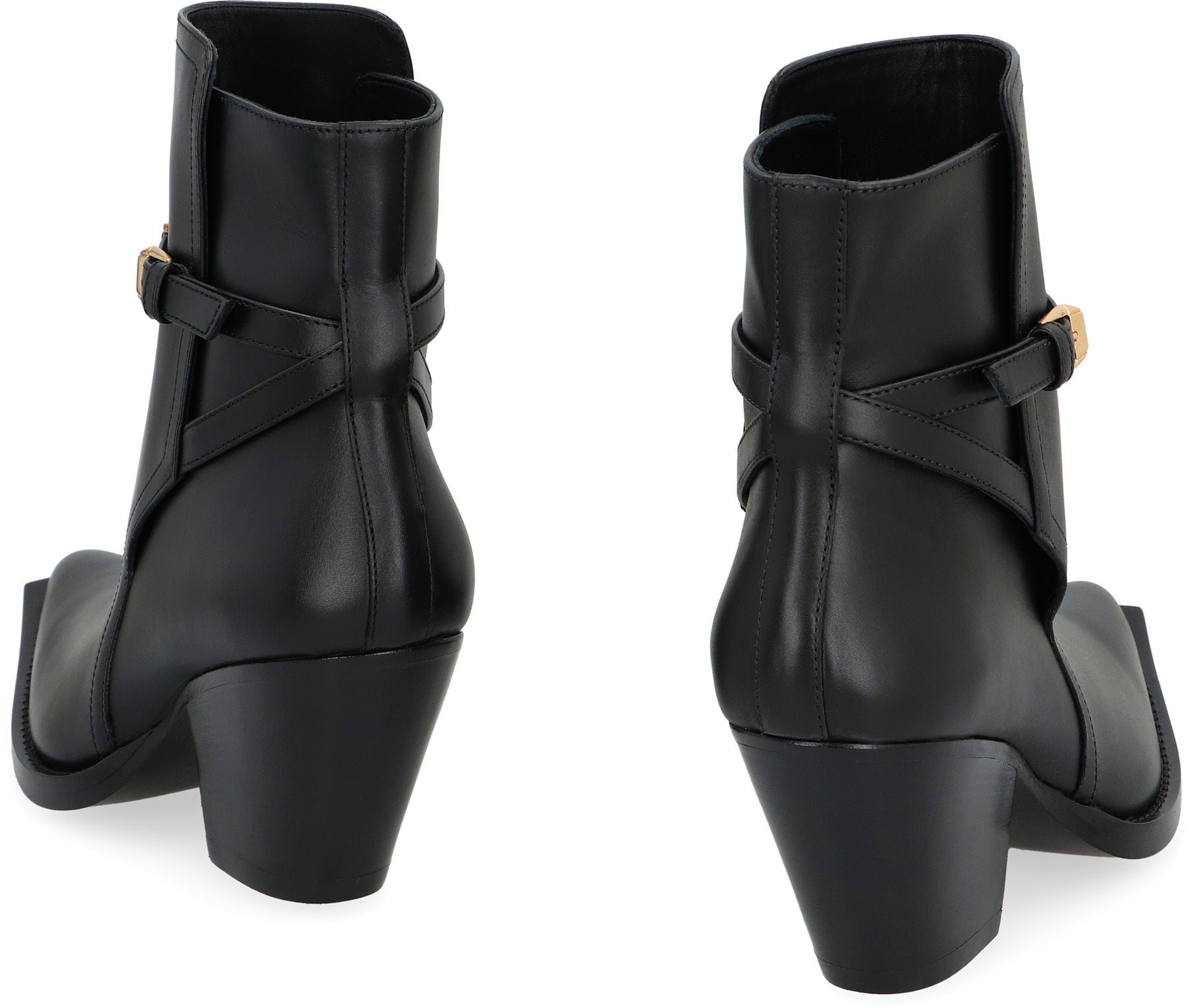 VERSACE Women's Pointy Toe Ankle Boots with Decorative Buckle