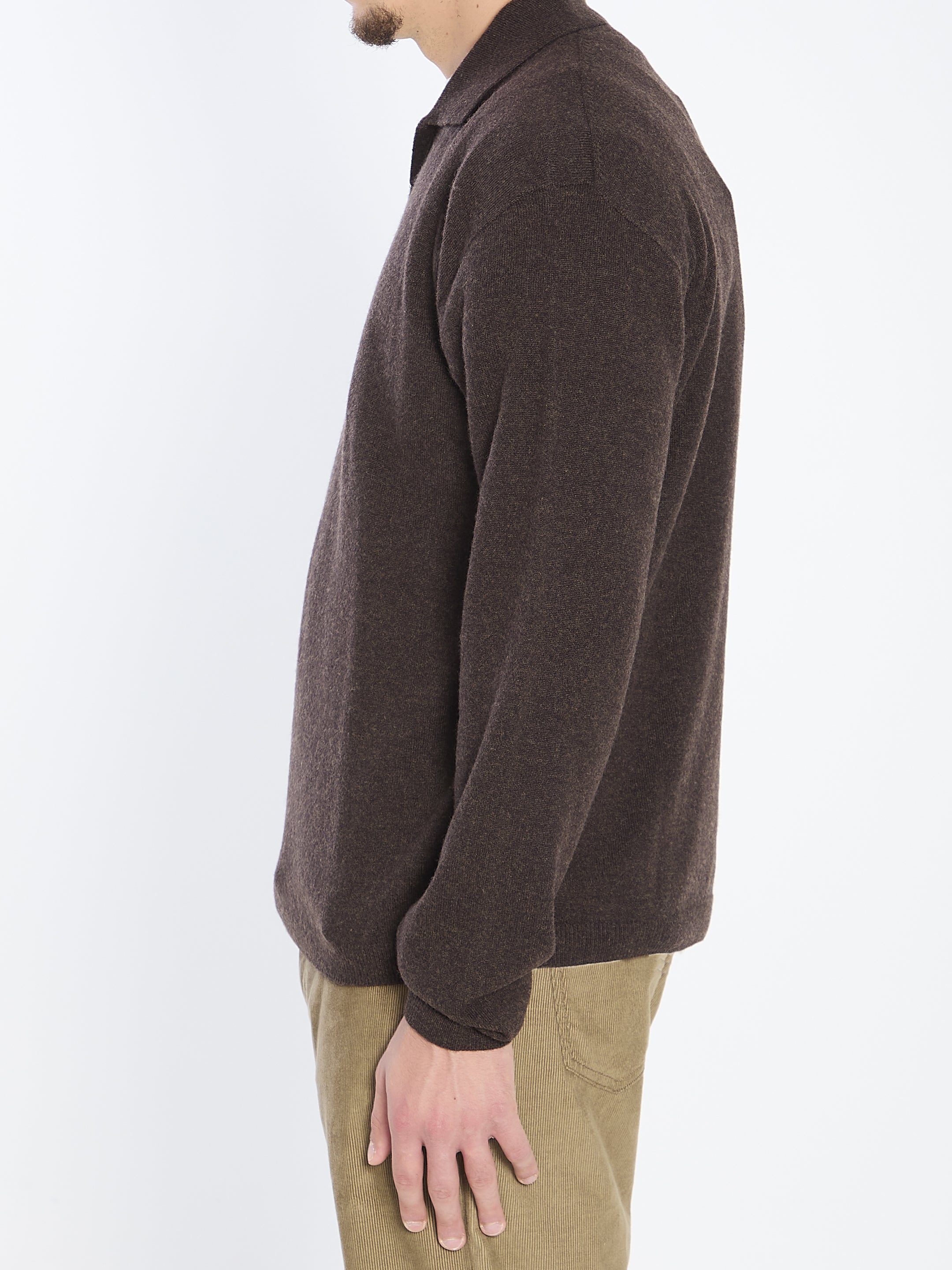 THE ROW Men's Cashmere Polo with Buttonless Placket - Regular Fit