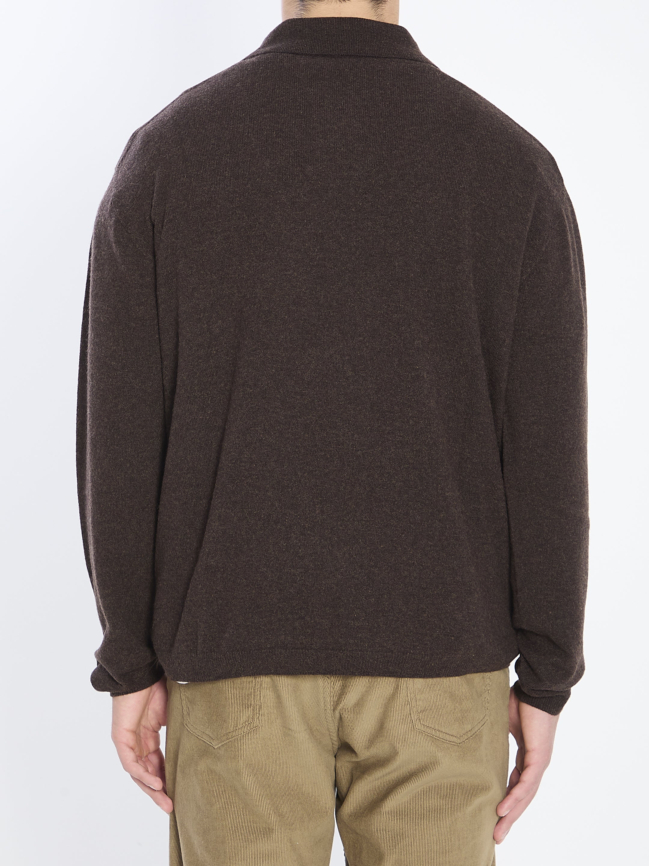 THE ROW Men's Cashmere Polo with Buttonless Placket - Regular Fit