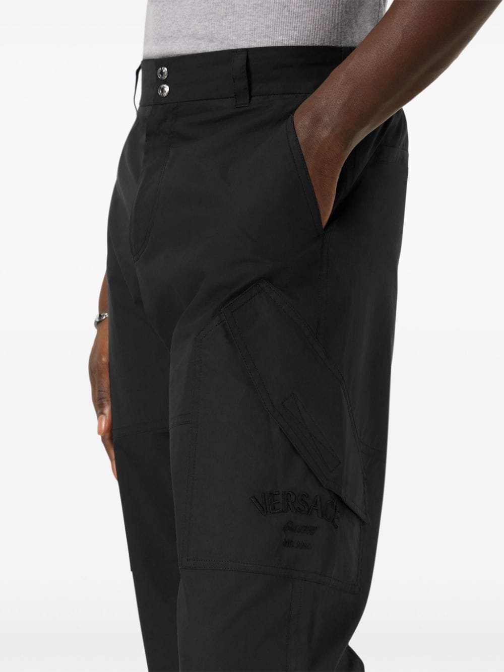 VERSACE Tailored Cotton Trousers for Men - Mid Rise