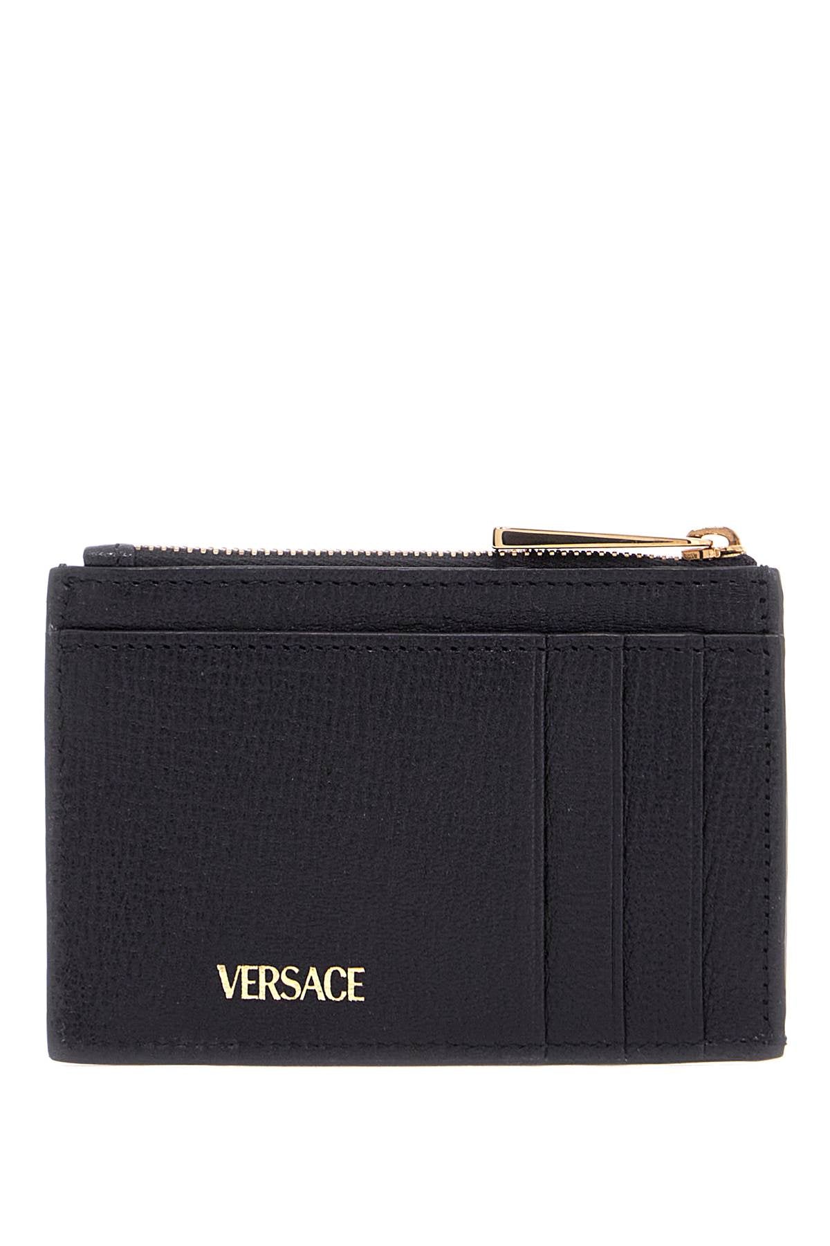 VERSACE Mini Leather Card Holder with Zip