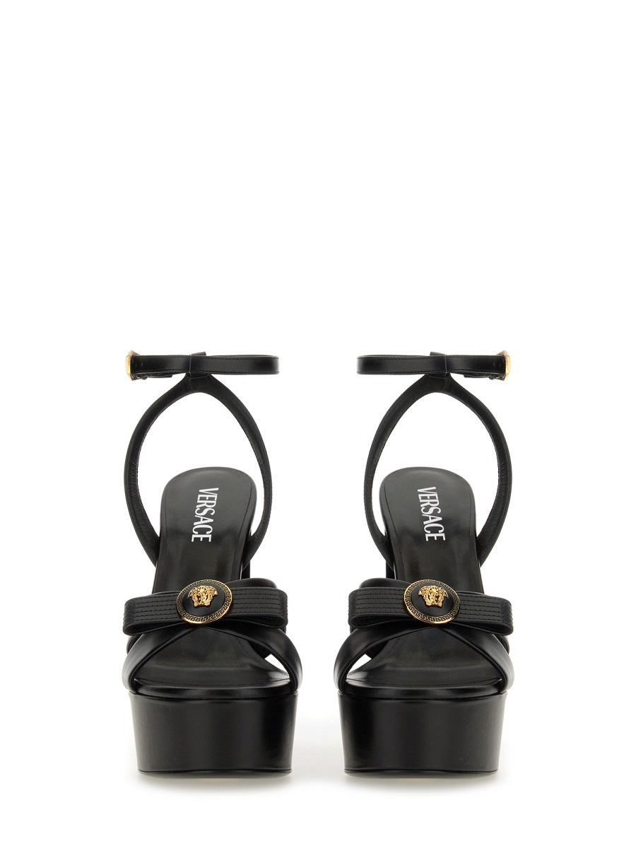 VERSACE Elegant Calfskin Ribbon Sandals for Women
