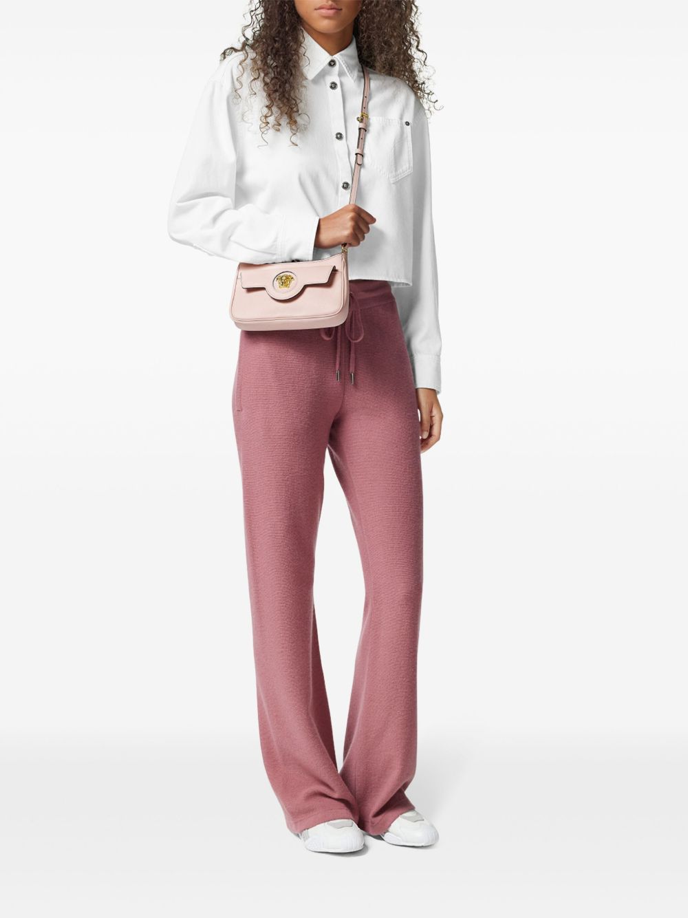 VERSACE Mini Leather Handbag with Chain-Link Strap