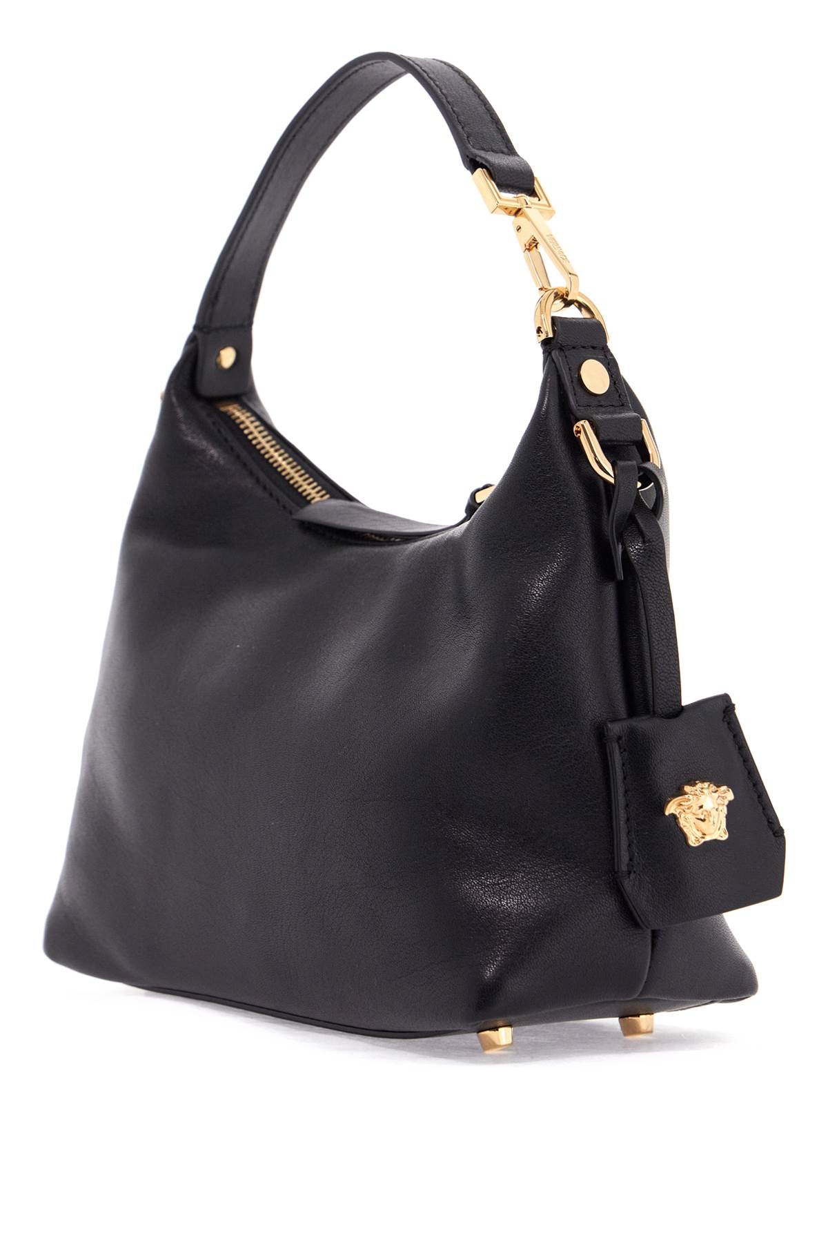 VERSACE Hobo Handbag in Leather with Embossed Logo - 23 CM Width