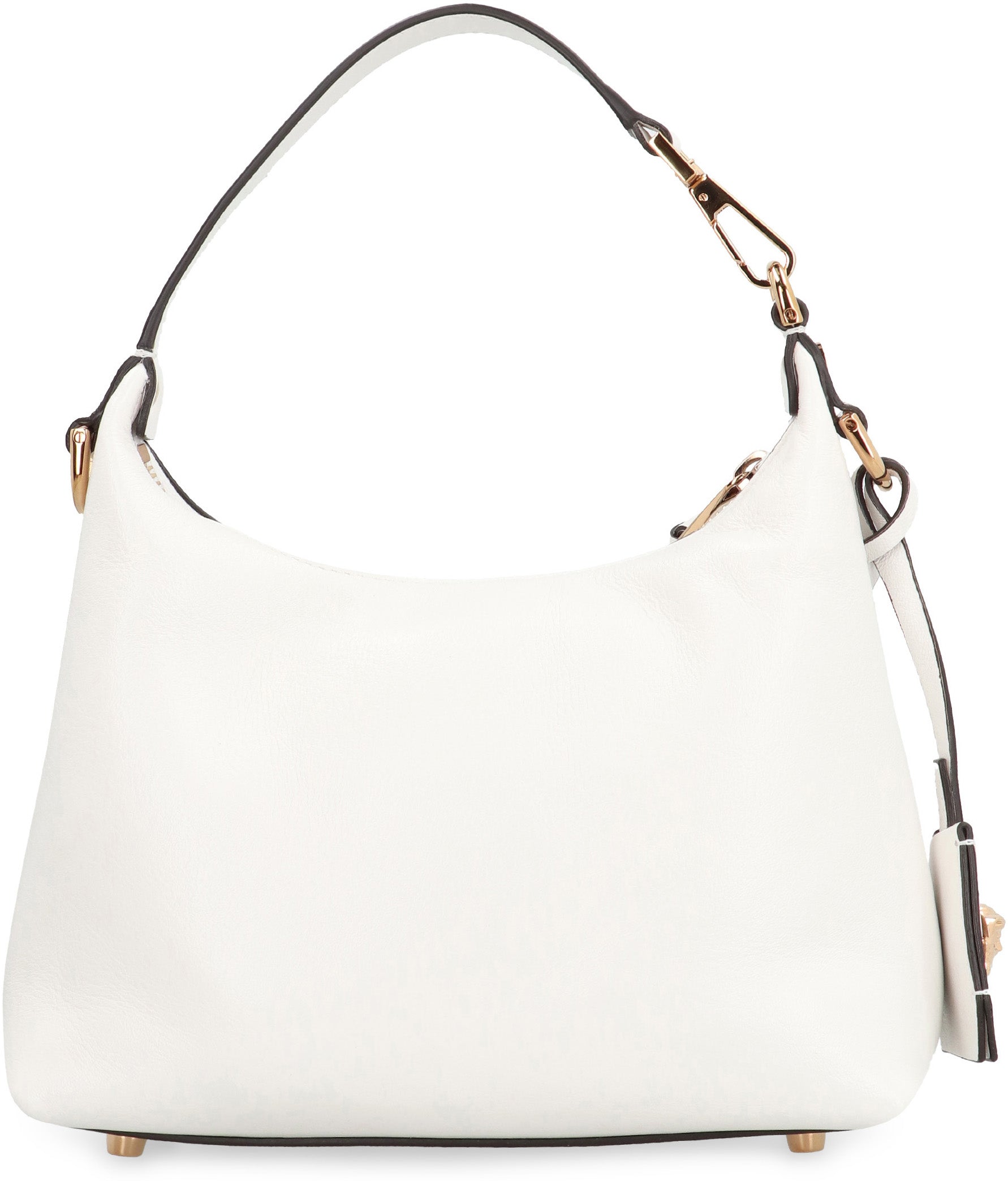 VERSACE Embossed Logo Hobo Handbag with Removable Charm - 23 cm Width