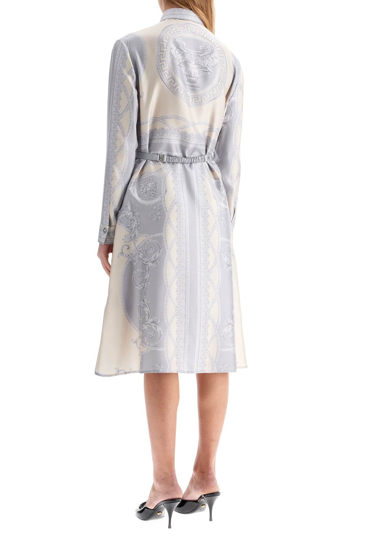 VERSACE Printed Silk Shirtdress with Coordinated Belt