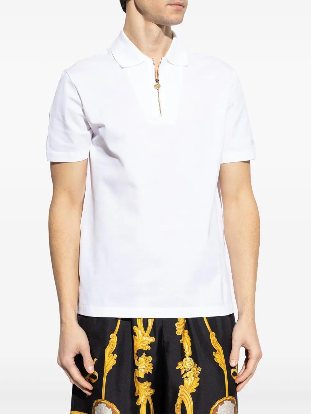 VERSACE Men's Classic Piquet Polo with Embroidered Detail