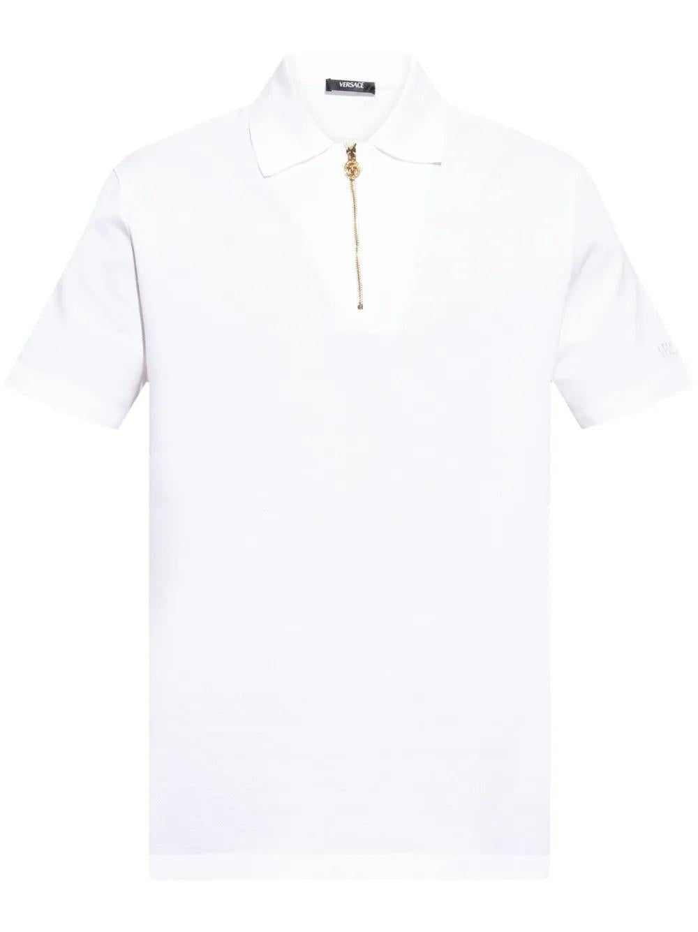 VERSACE Men's Classic Piquet Polo with Embroidered Detail