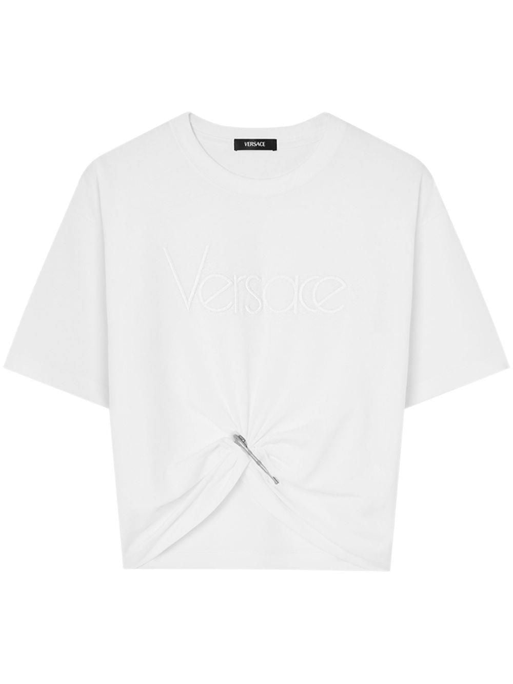 VERSACE Women's Embroidered Logo Cotton T-Shirt