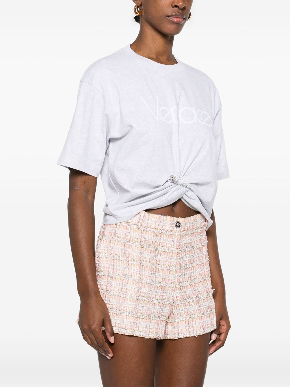 VERSACE Mini Safety Pin Cropped T-Shirt