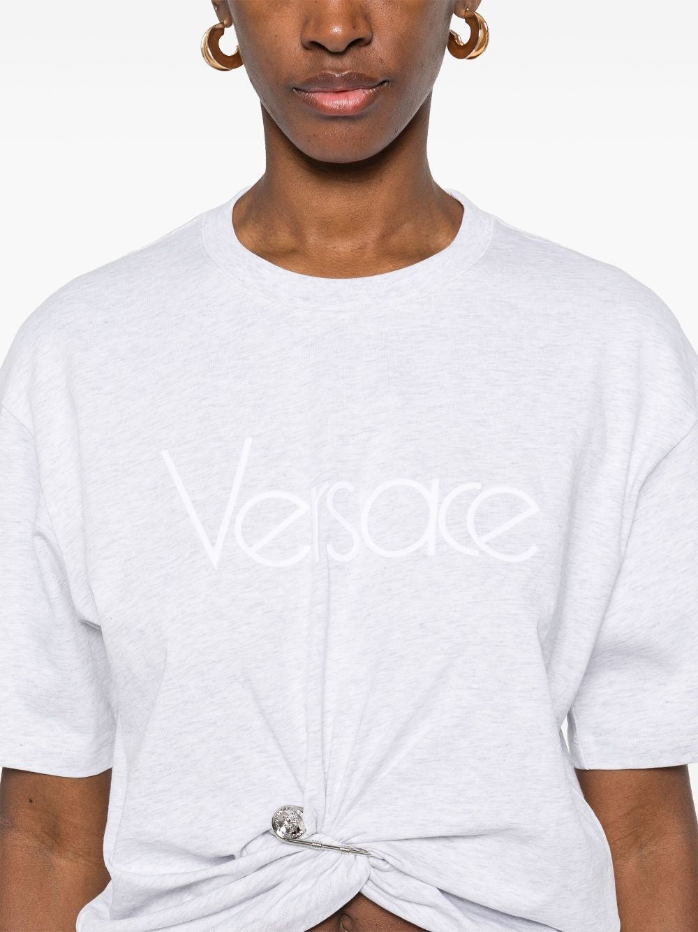 VERSACE Mini Safety Pin Cropped T-Shirt