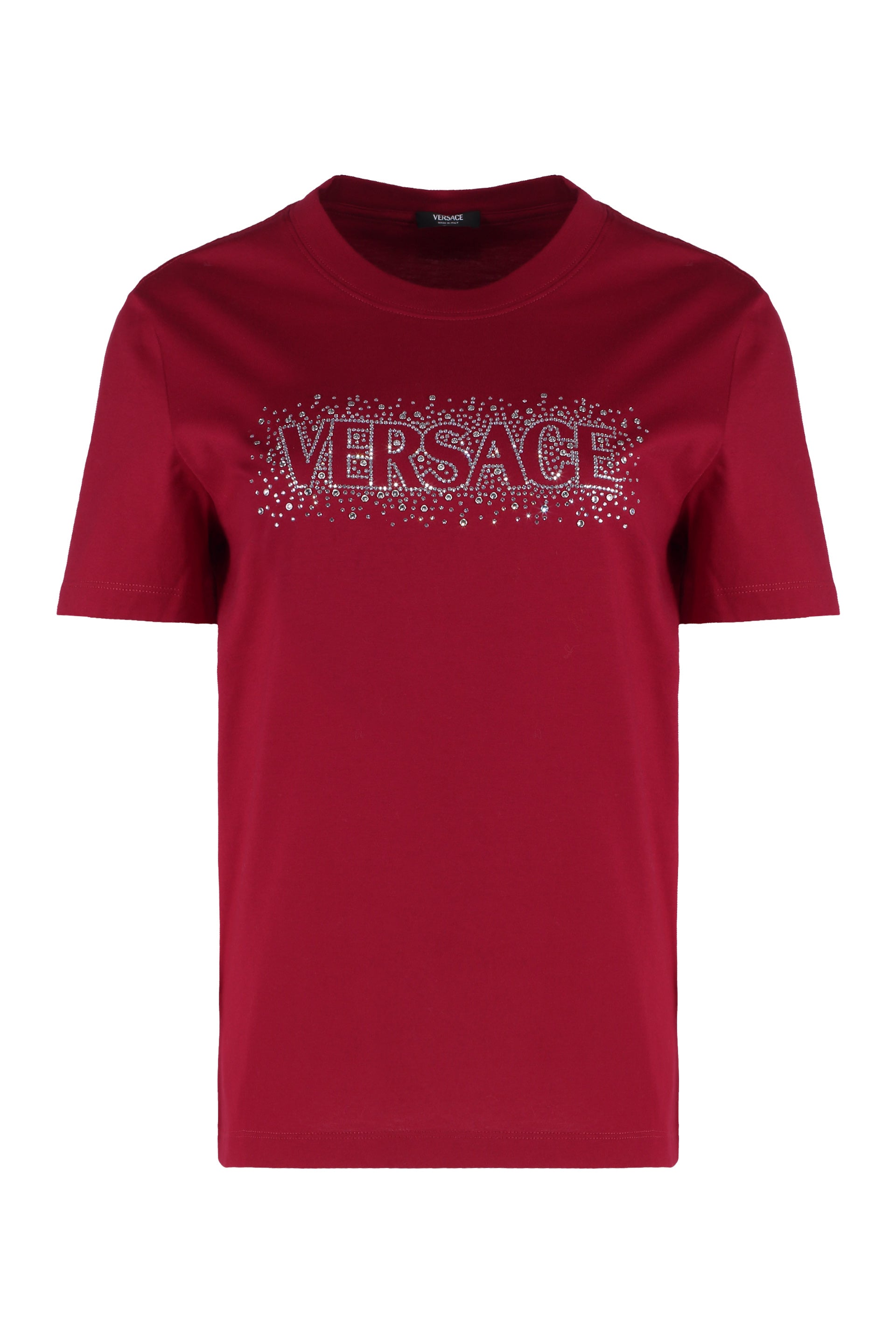VERSACE Logo Print T-Shirt with Rhinestones