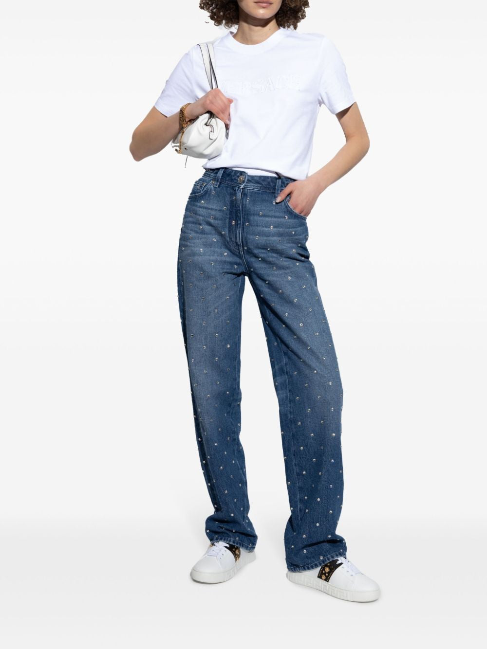 VERSACE Fringed Logo T-Shirt