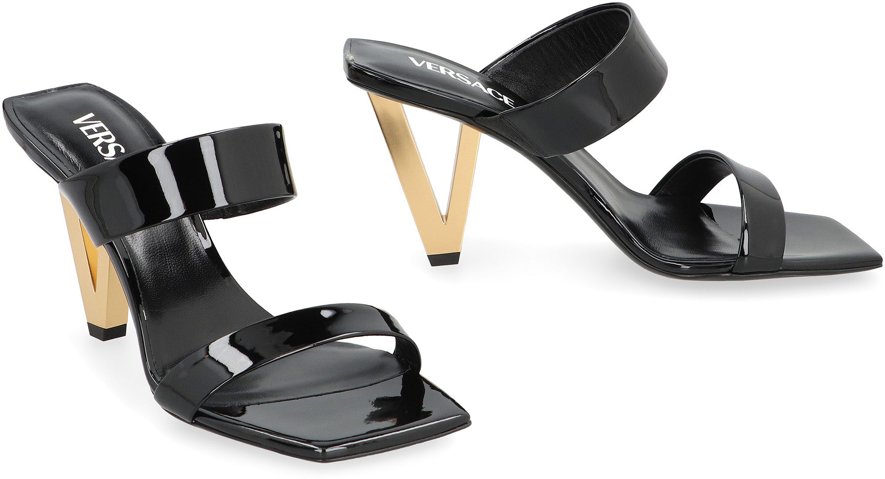 VERSACE Patent Leather Flat Sandals for Women