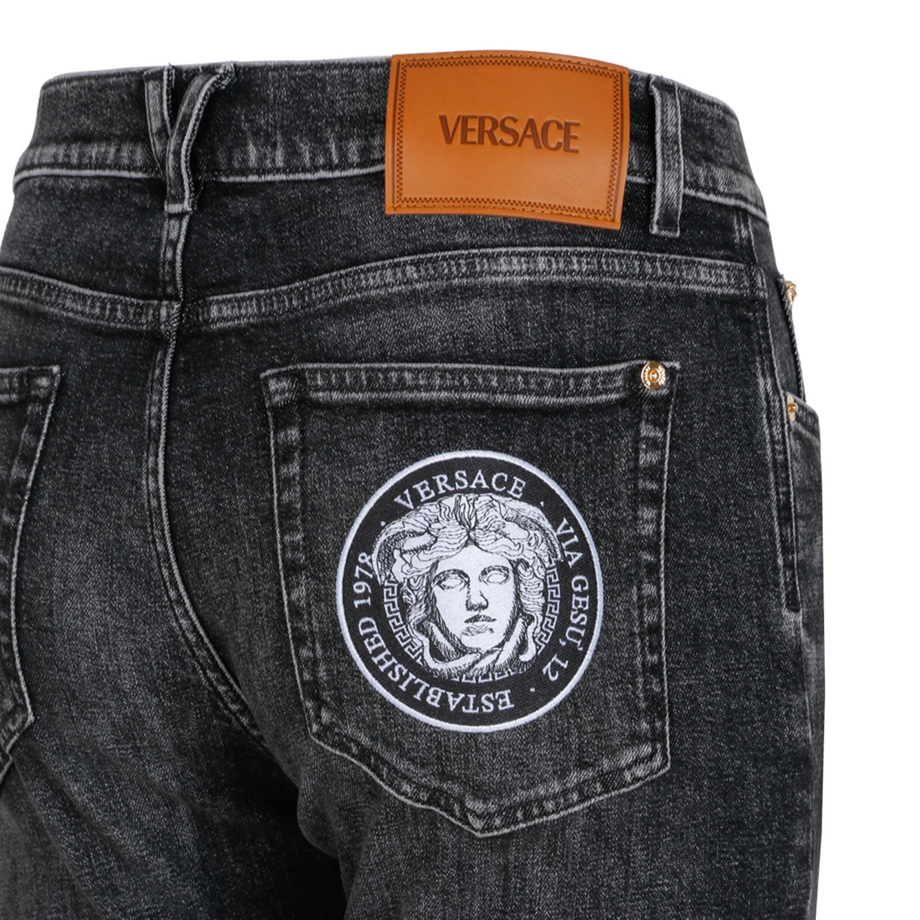 VERSACE Mid Rise Cotton Jeans for Men