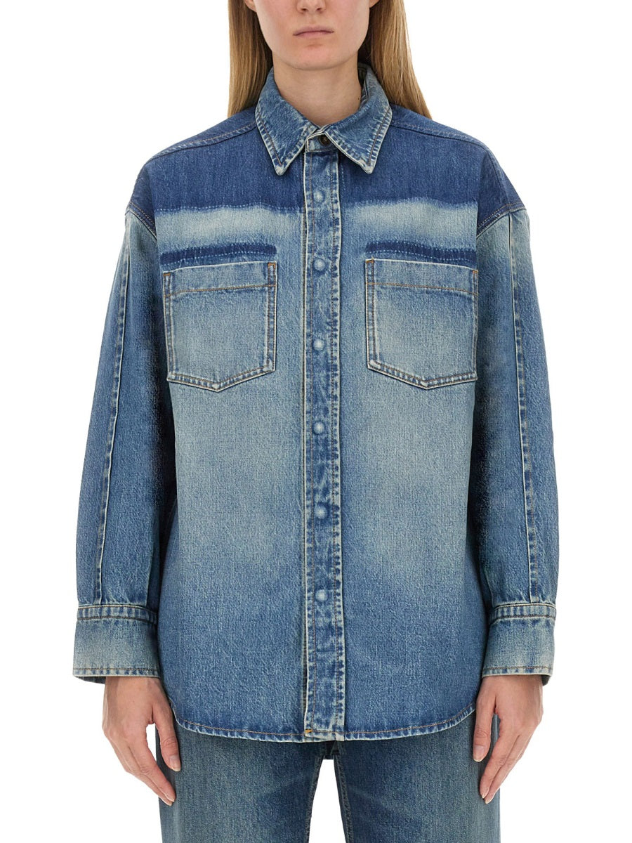 VICTORIA BECKHAM Oversized Denim Shirt - Size 8 UK