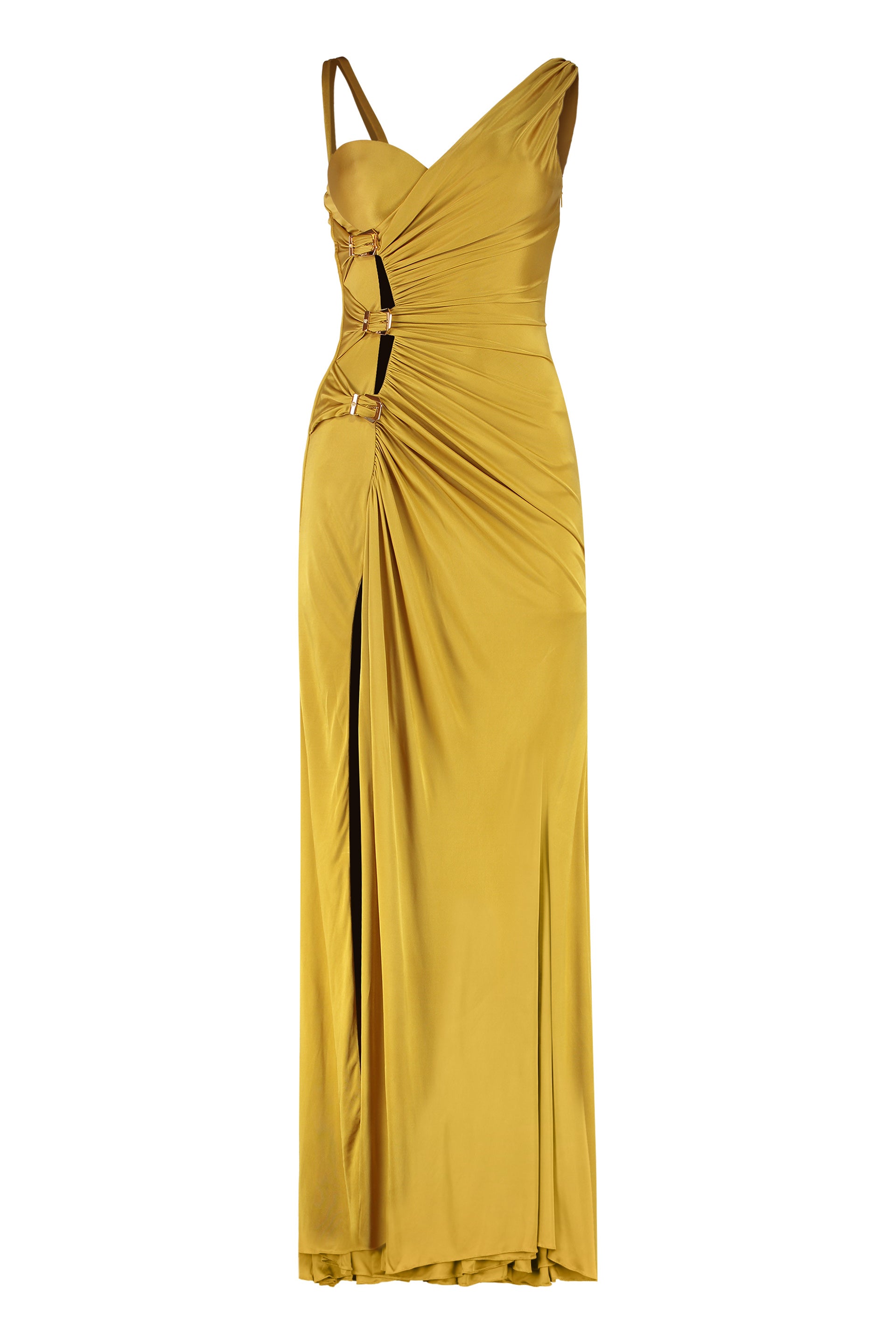 VERSACE Elegant Viscose Dress with Decorative Buckles - Women’s Fashion