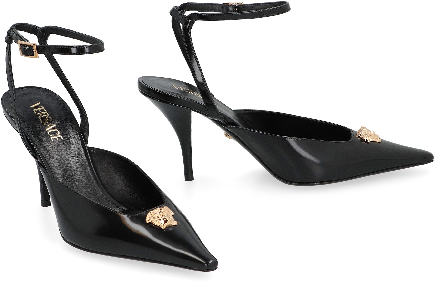 VERSACE Elevated Leather Slingback Pumps