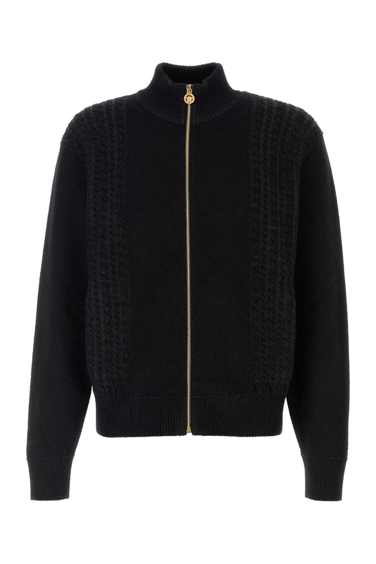 VERSACE Black Jacquard Cardigan for Men - FW25