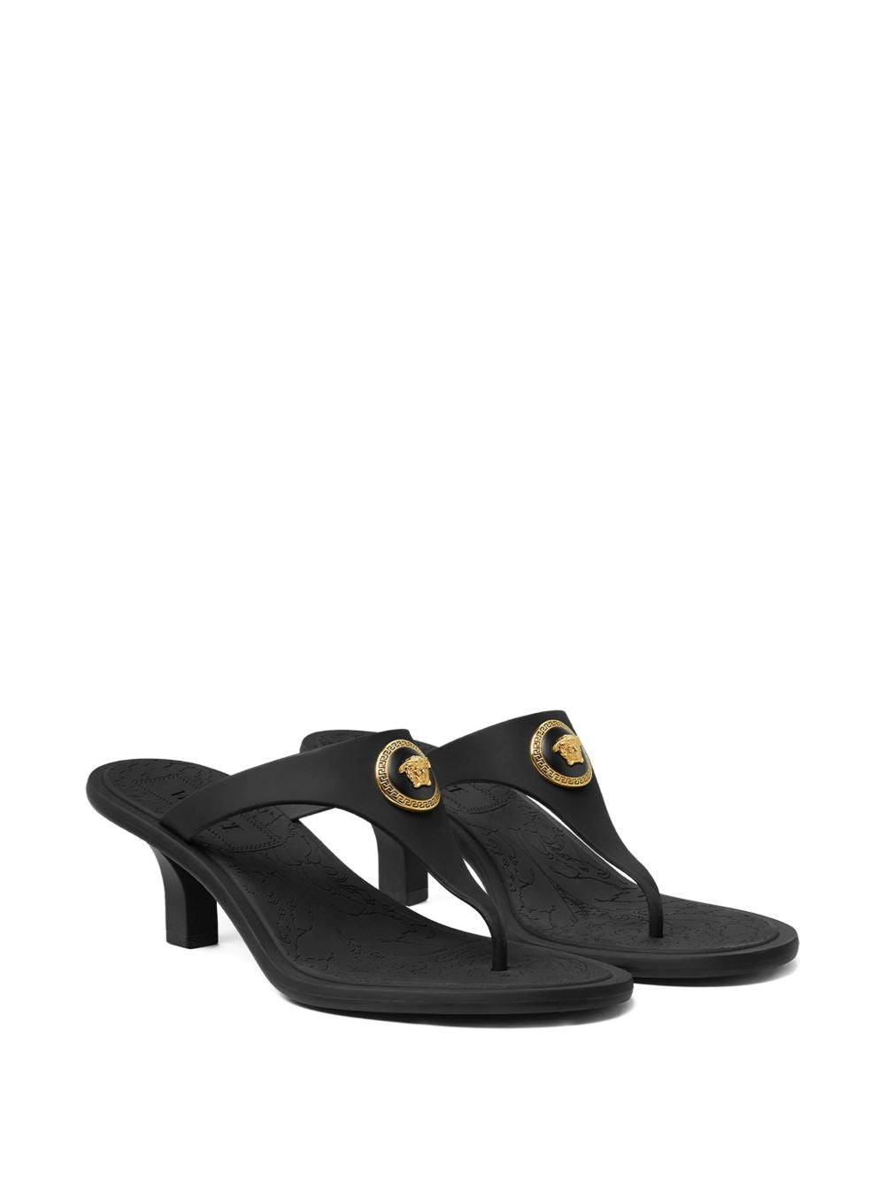 VERSACE Chic Slip-On Style Kitten Heel Sandals