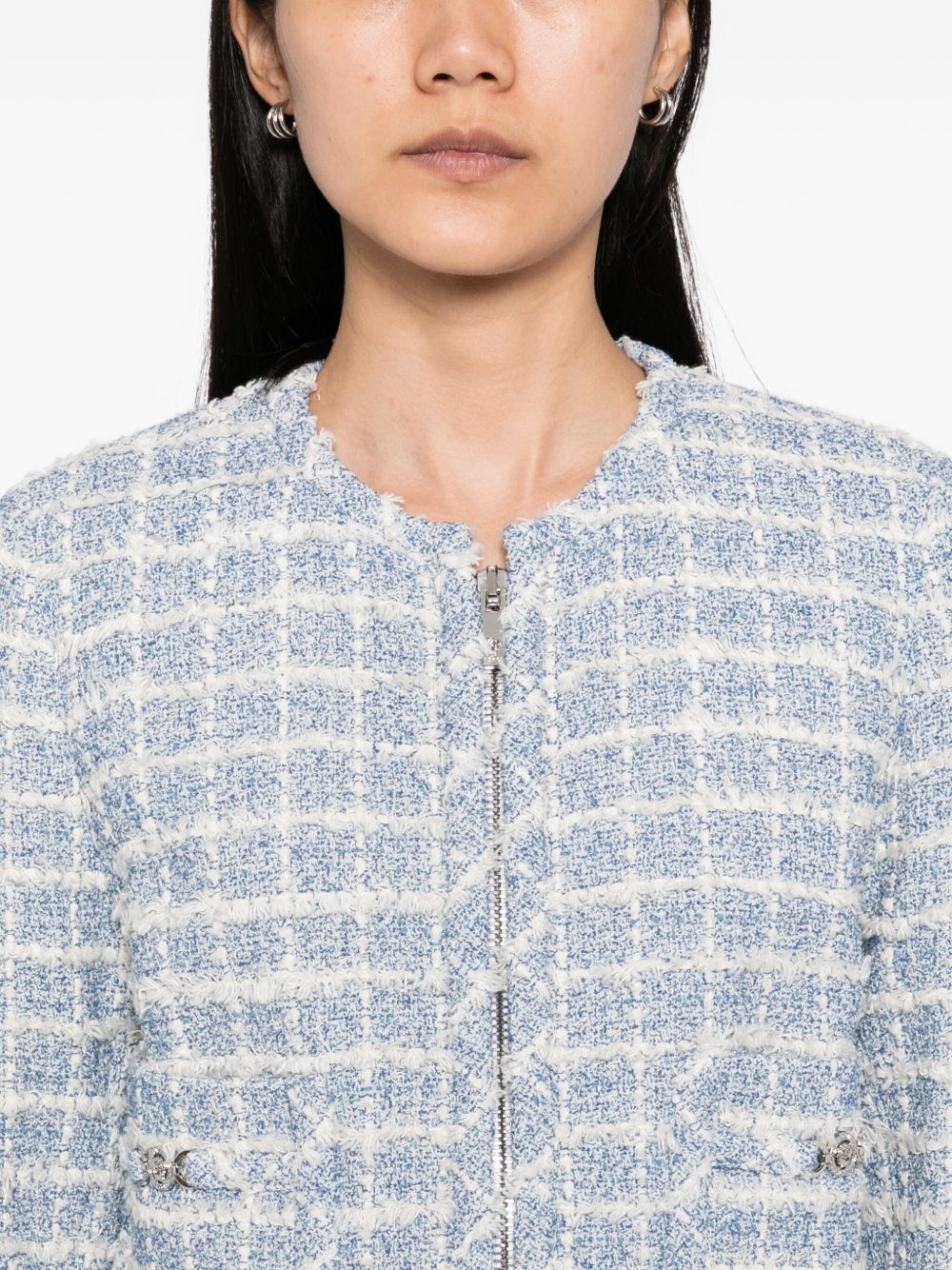 VERSACE Tweed Jacket with Front Zip for Women - FW25 Collection