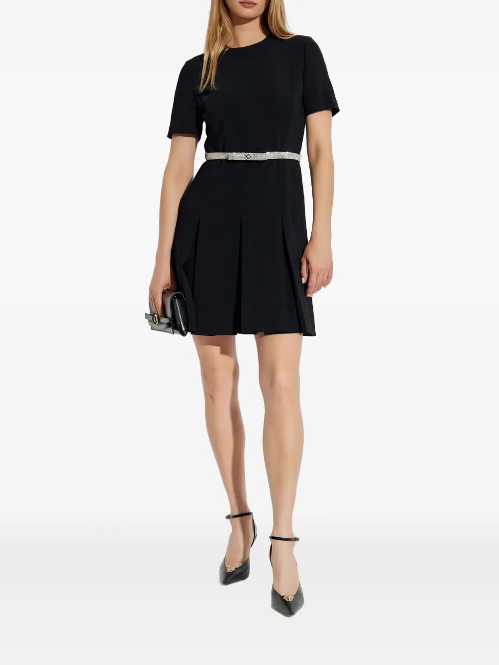 VERSACE Crystal-Embellished Mini Belt Cocktail Dress