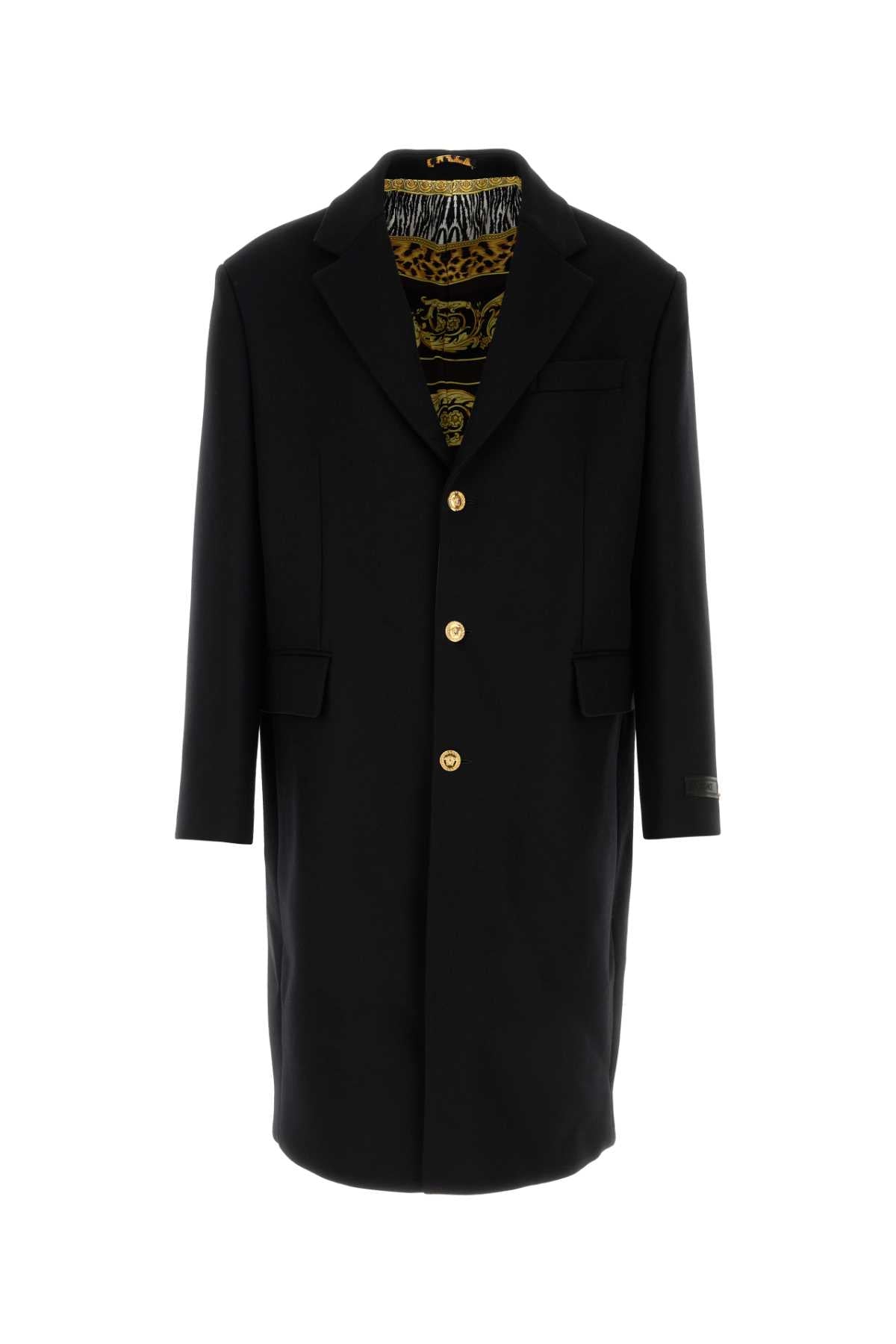 VERSACE Men's Heavy Wool Blend Peacoat for FW25
