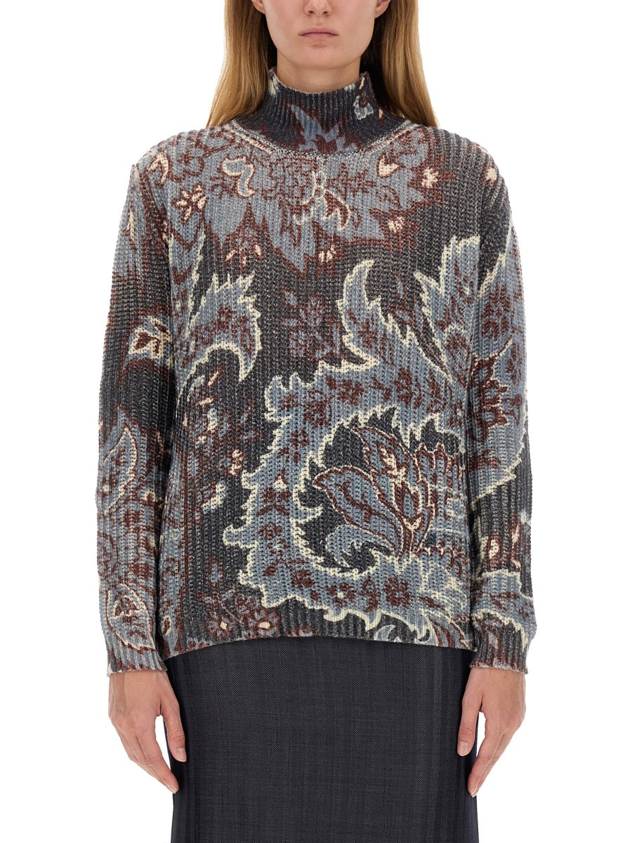 ETRO Oversized Printed Wool Sweater, Size 40 IT