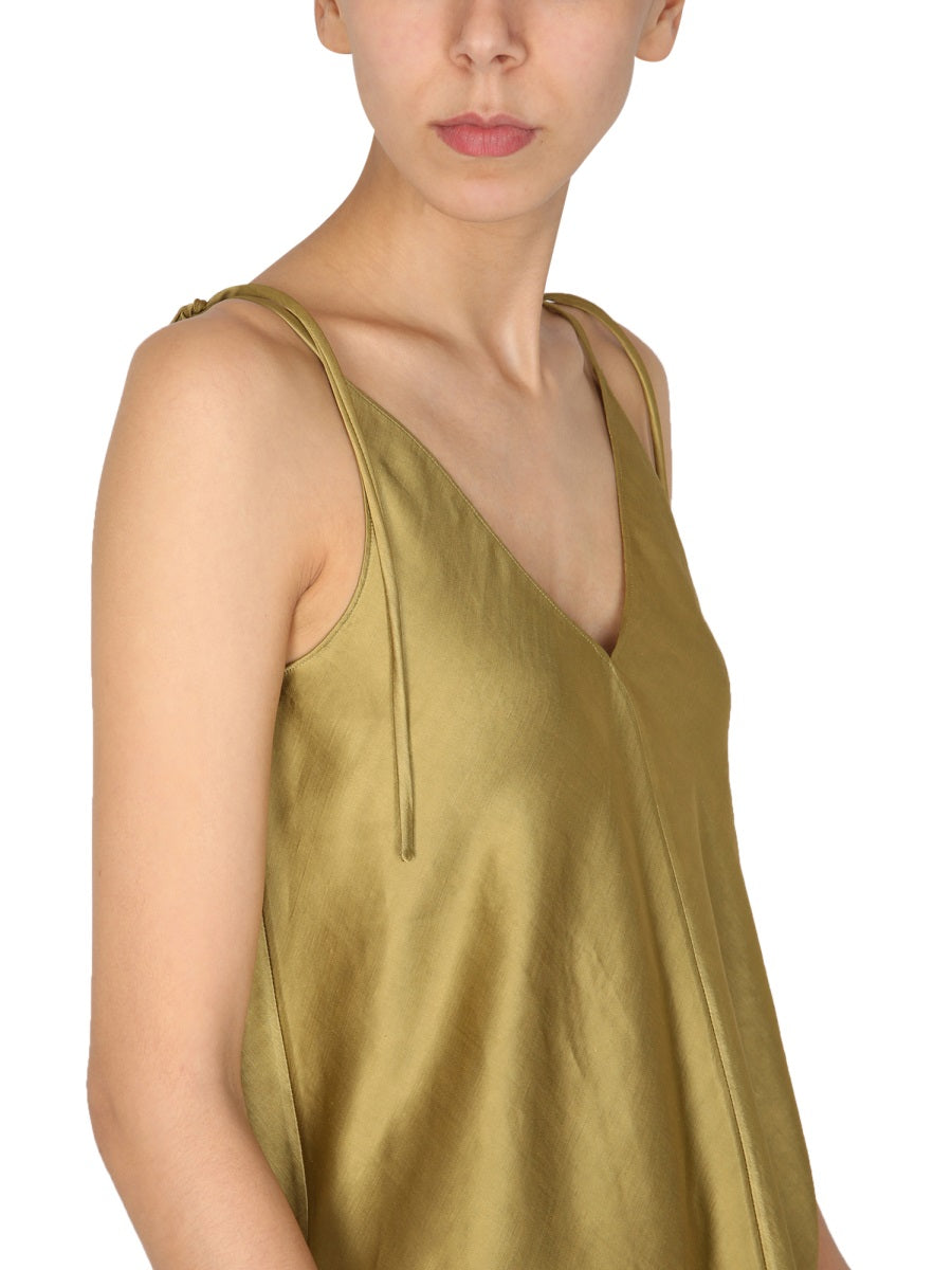 ALYSI Linen Adjustable Shoulder Top