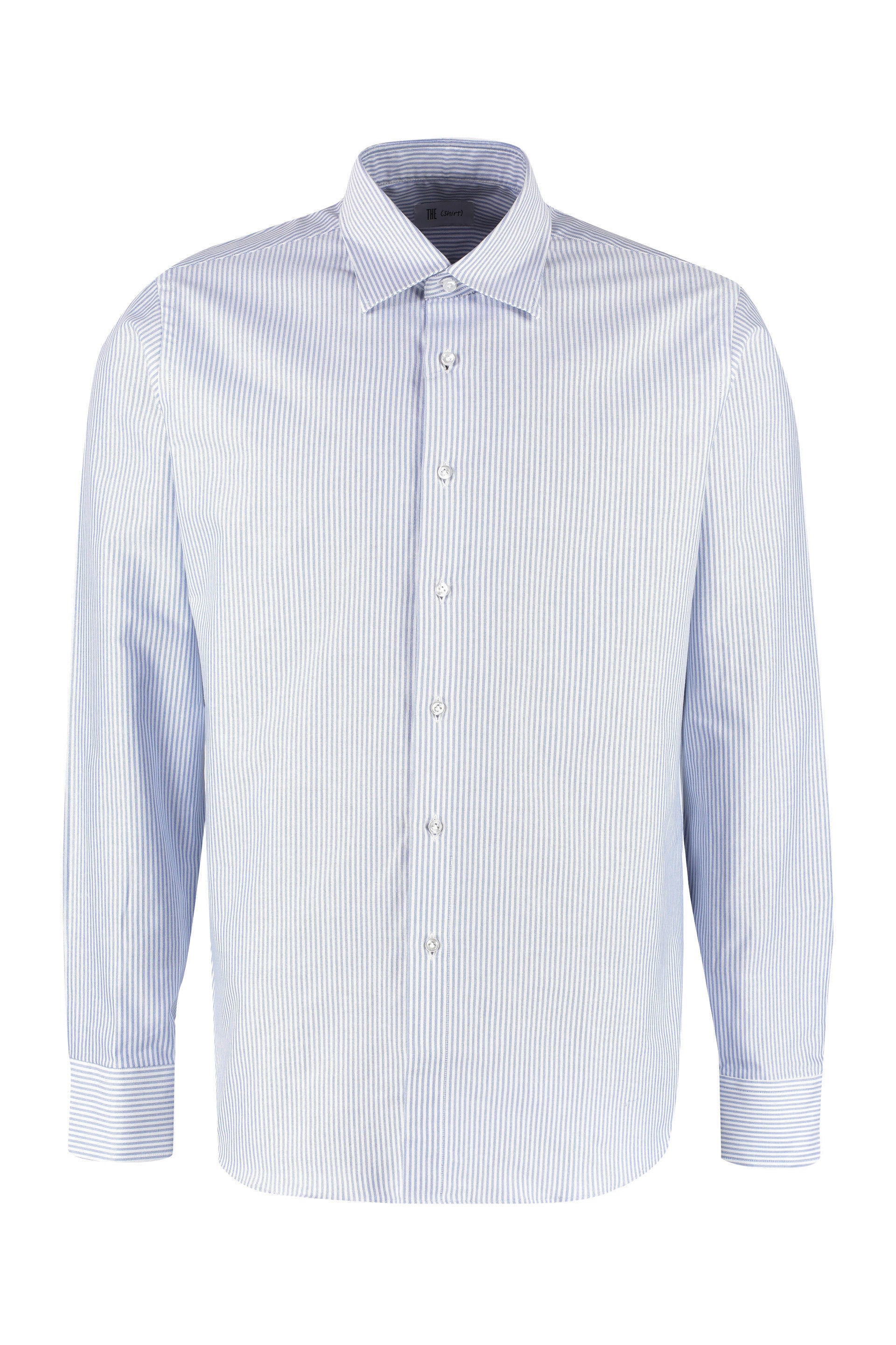 THE (ALPHABET) Multicolor Striped Cotton Shirt - Men's Rounded Hem