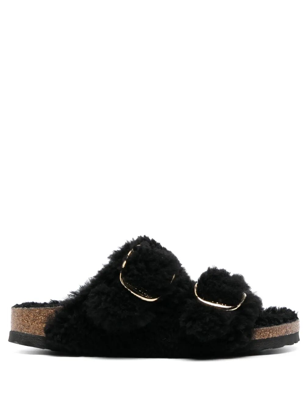 BIRKENSTOCK Shearling Slide Sandals with Large Buckle